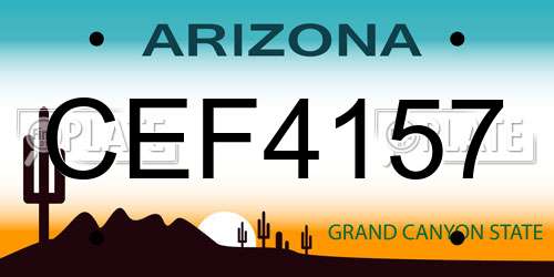 CEF4157 Arizona License Plate