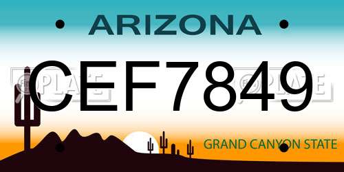 CEF7849 Arizona License Plate