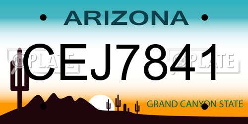 CEJ7841 Arizona License Plate
