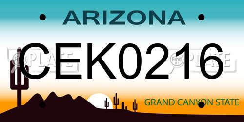 CEK0216 Arizona License Plate