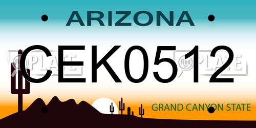 CEK0512 Arizona License Plate