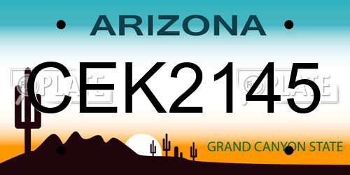 CEK2145 Arizona License Plate