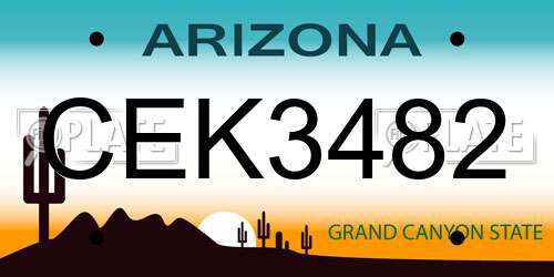 CEK3482 Arizona License Plate