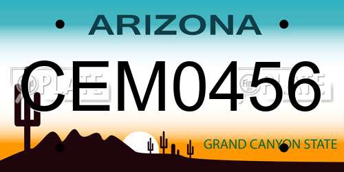CEM0456 Arizona License Plate