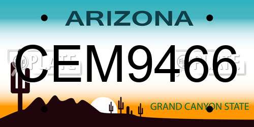 CEM9466 Arizona License Plate