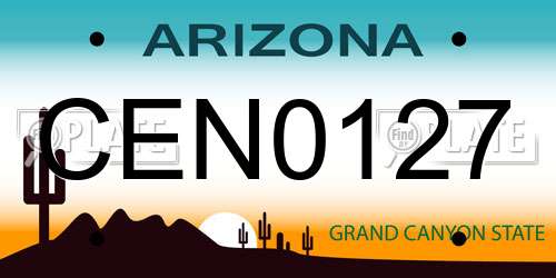 CEN0127 Arizona License Plate