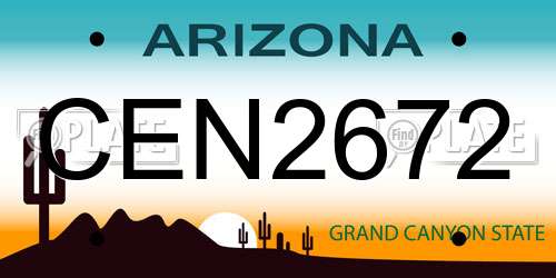 CEN2672 Arizona License Plate