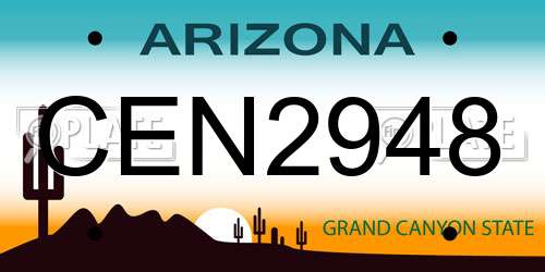 CEN2948 Arizona License Plate