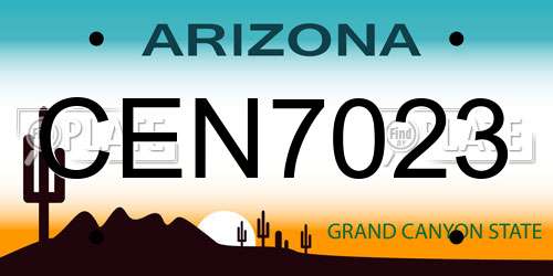 CEN7023 Arizona License Plate