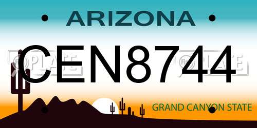 CEN8744 Arizona License Plate