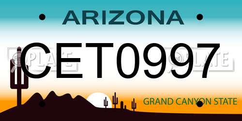 CET0997 Arizona License Plate