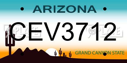 CEV3712 Arizona License Plate