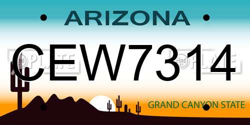 CEW7314 Arizona License Plate