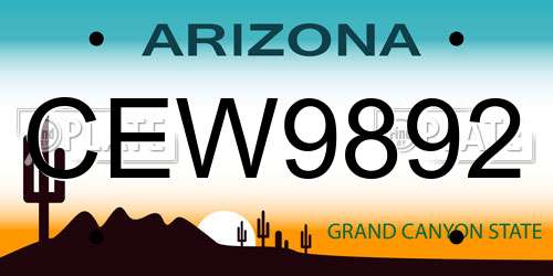 CEW9892 Arizona License Plate