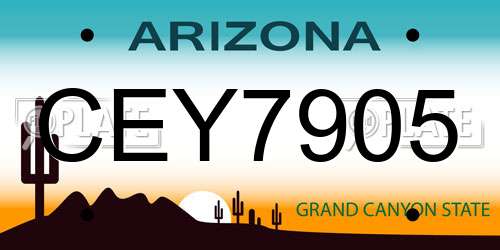 CEY7905 Arizona License Plate