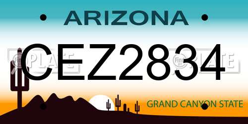 CEZ2834 Arizona License Plate
