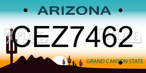 CEZ7462 Arizona License Plate