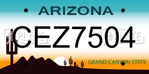CEZ7504 Arizona License Plate