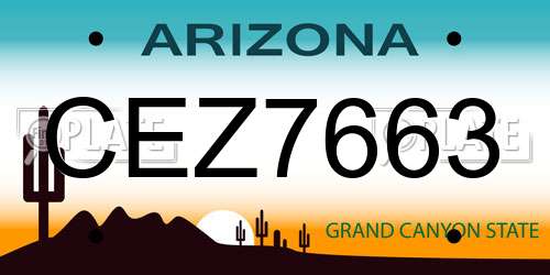 CEZ7663 Arizona License Plate
