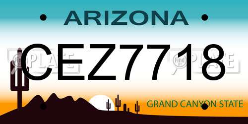 CEZ7718 Arizona License Plate