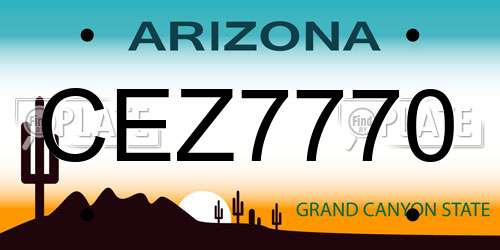 CEZ7770 Arizona License Plate