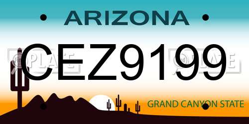 CEZ9199 Arizona License Plate