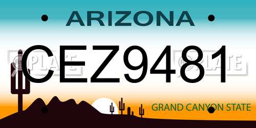 CEZ9481 Arizona License Plate