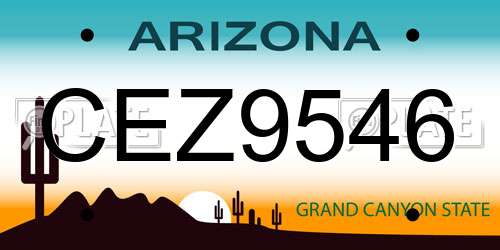 CEZ9546 Arizona License Plate
