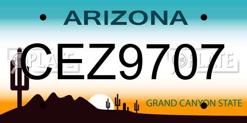 CEZ9707 Arizona License Plate