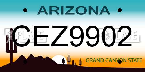 CEZ9902 Arizona License Plate