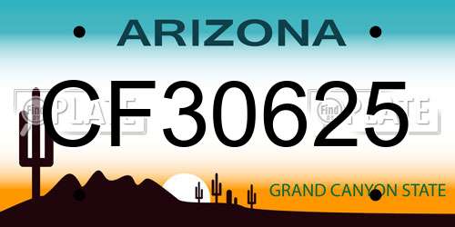 CF30625 Arizona License Plate