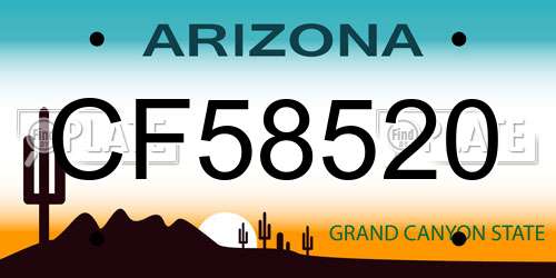 CF58520 Arizona License Plate