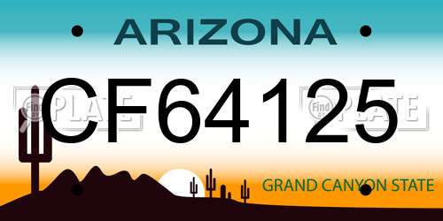 CF64125 Arizona License Plate