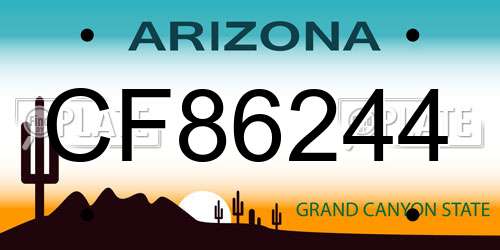 CF86244 Arizona License Plate