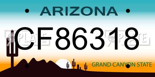 CF86318 Arizona License Plate