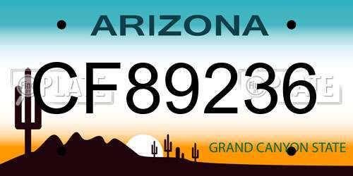 CF89236 Arizona License Plate
