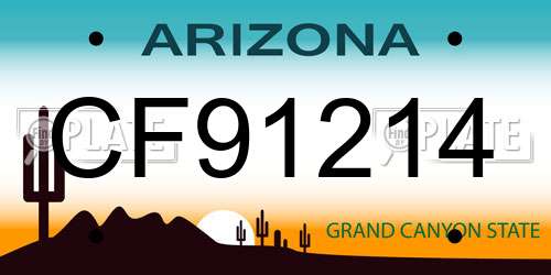 CF91214 Arizona License Plate