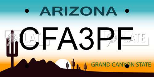 CFA3PF Arizona License Plate