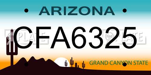 CFA6325 Arizona License Plate