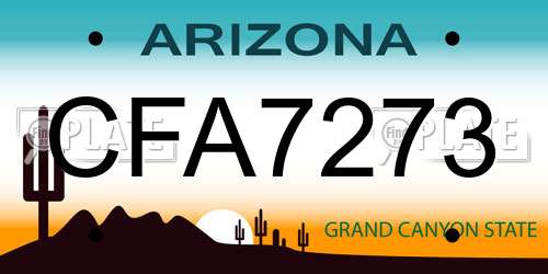 CFA7273 Arizona License Plate
