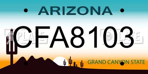CFA8103 Arizona License Plate