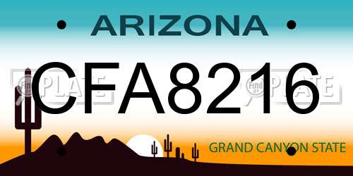 CFA8216 Arizona License Plate