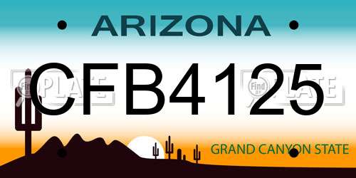 CFB4125 Arizona License Plate