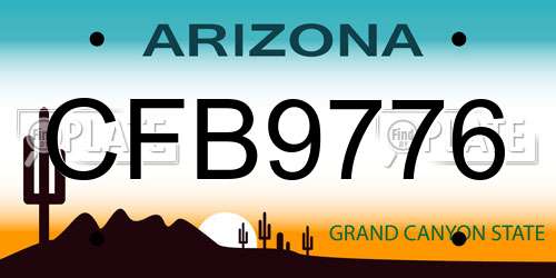 CFB9776 Arizona License Plate