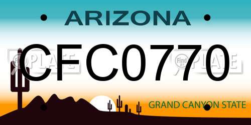 CFC0770 Arizona License Plate