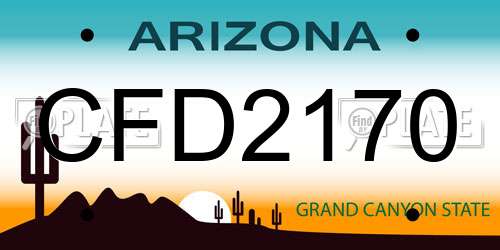 CFD2170 Arizona License Plate