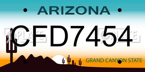 CFD7454 Arizona License Plate