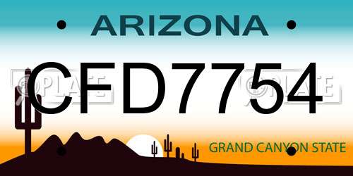 CFD7754 Arizona License Plate
