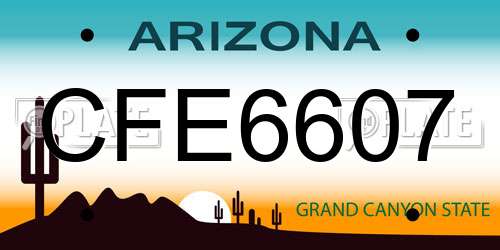 CFE6607 Arizona License Plate