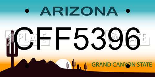 CFF5396 Arizona License Plate